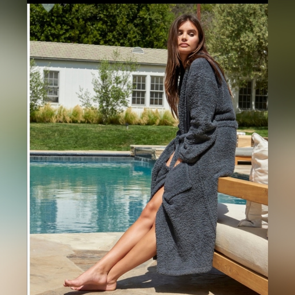 LAST CHANCE Barefoot Dreams Cozy Chic Adult Robe Navy Size 3 Unisex Men Women